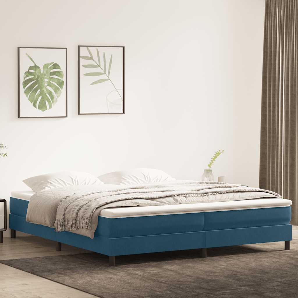 kontinentalseng uden madras 200x210 cm fløjl mørkeblå