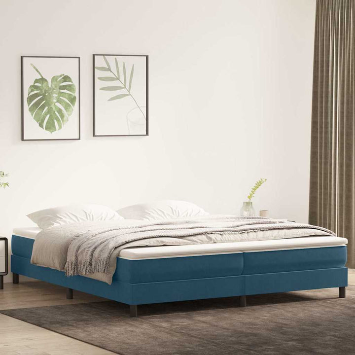 kontinentalseng uden madras 200x210 cm fløjl mørkeblå