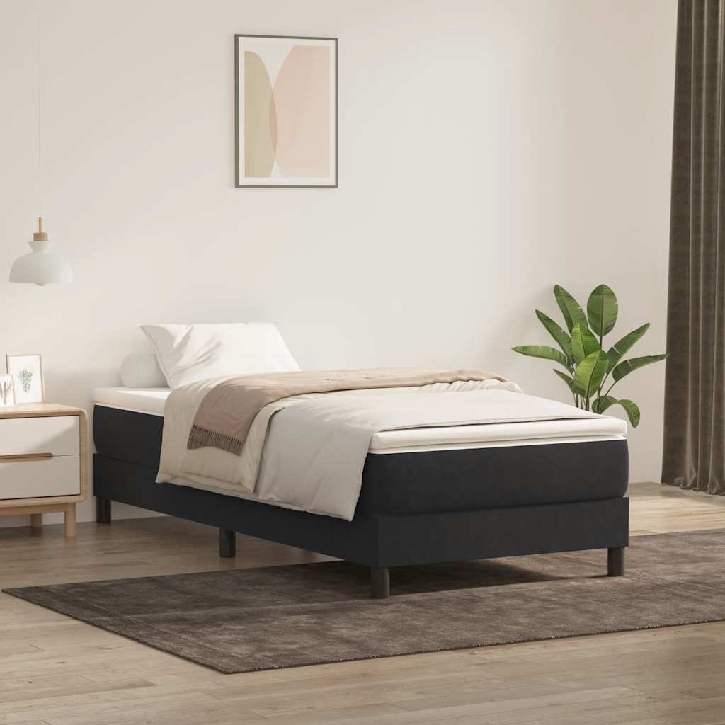 kontinentalseng uden madras 100x220 cm fløjl sort