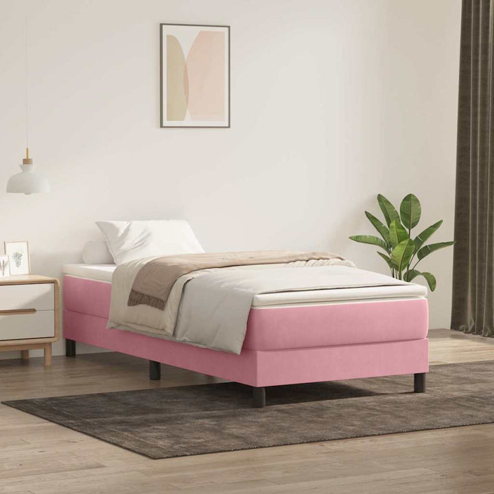 kontinentalseng uden madras 100x220 cm fløjl lyserød