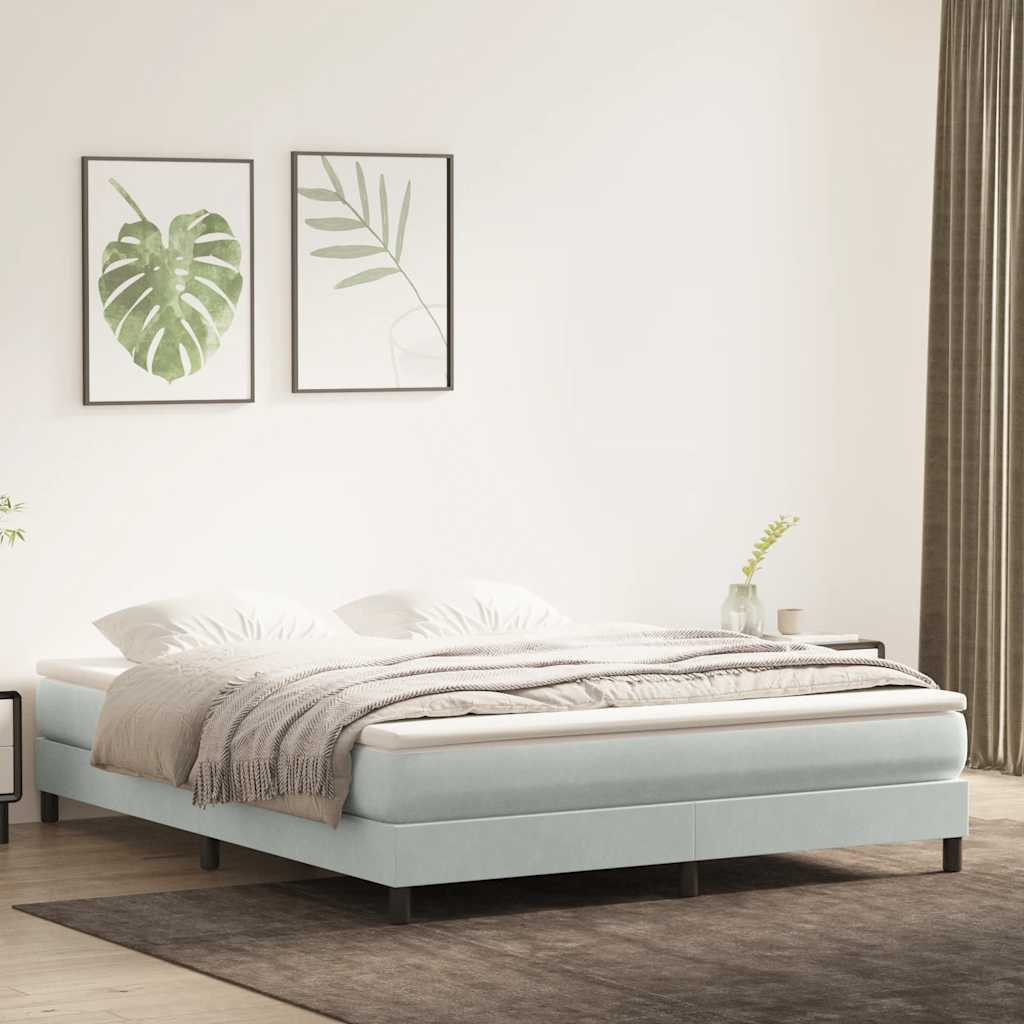 kontinentalseng uden madras 180x220 cm fløjl lysegrå