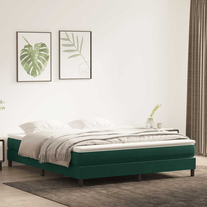 kontinentalseng uden madras 180x220 cm fløjl mørkegrøn