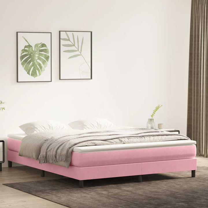 kontinentalseng uden madras 180x220 cm fløjl lyserød