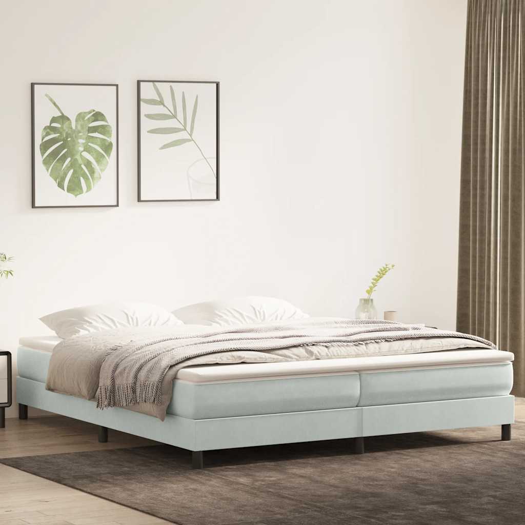 kontinentalseng uden madras 200x220 cm fløjl lysegrå