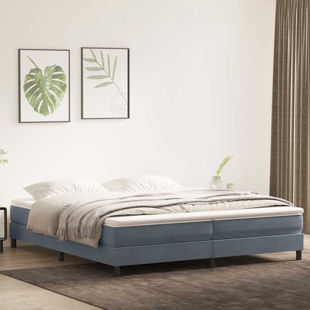 kontinentalseng uden madras 200x220 cm fløjl mørkegrå