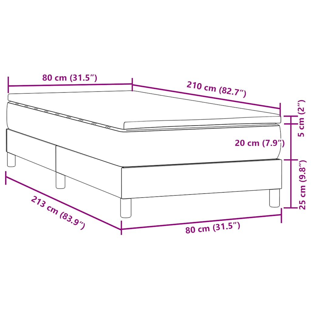 kontinentalseng med madras mørkeblå 80x210 cm fløjl