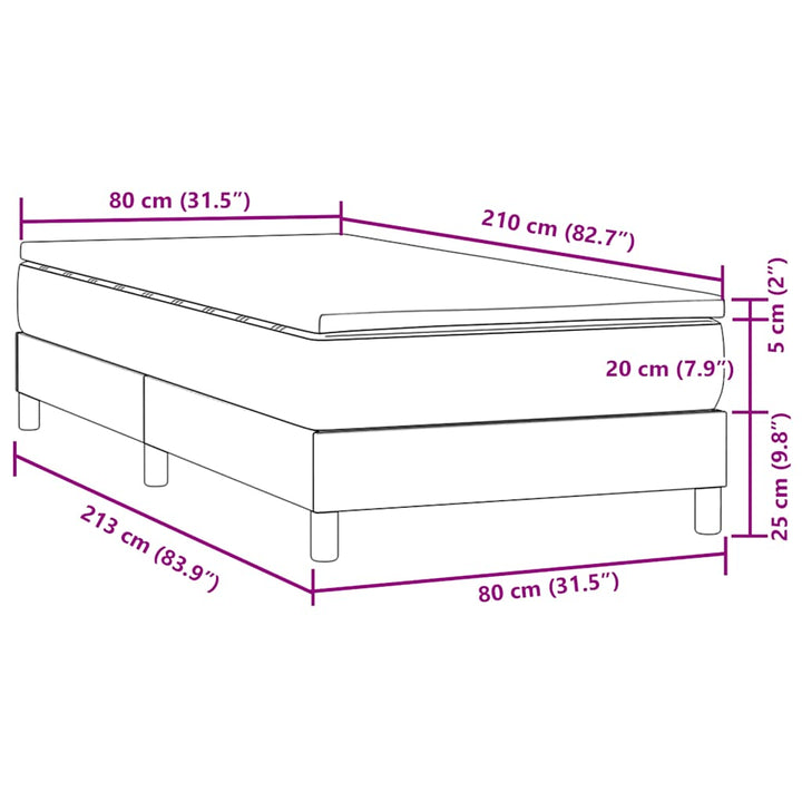 kontinentalseng med madras mørkeblå 80x210 cm fløjl