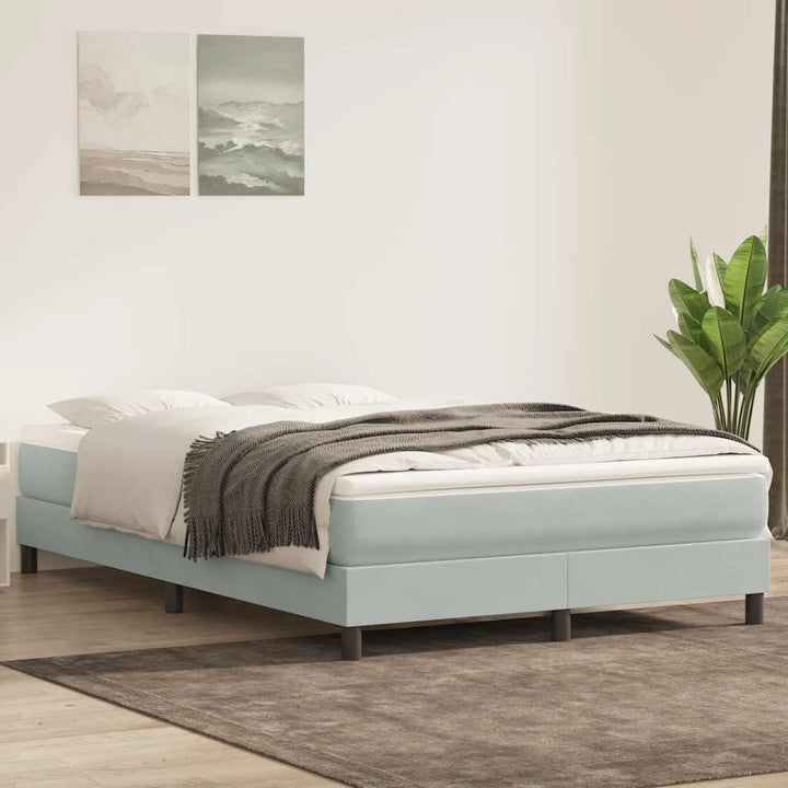 kontinentalseng med madras 160x210 cm fløjl lysegrå