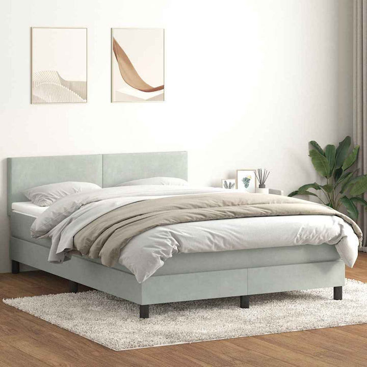 kontinentalseng med madras 160x210 cm fløjl lysegrå