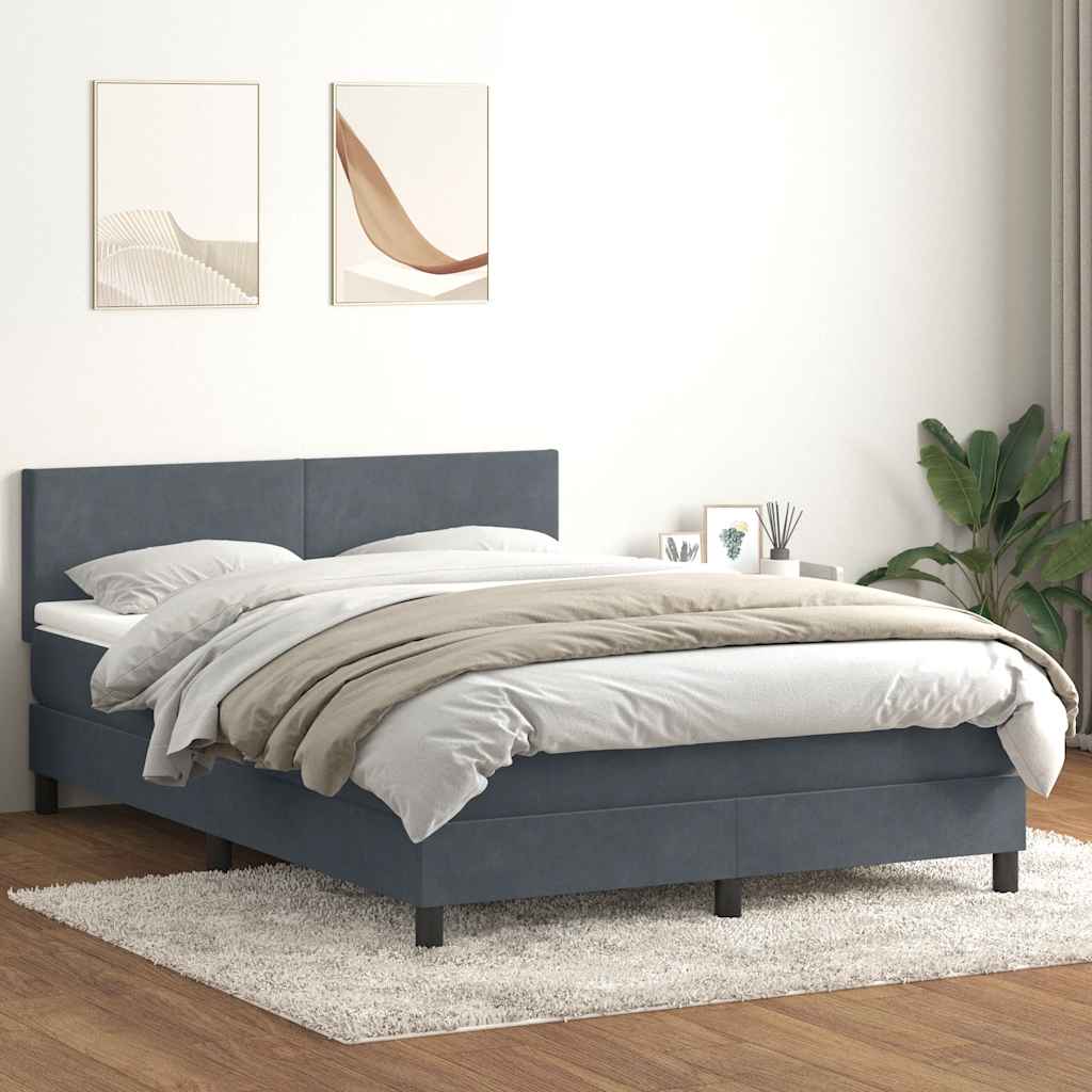 kontinentalseng med madras 160x210 cm fløjl mørkegrå