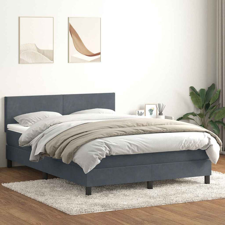 kontinentalseng med madras 160x210 cm fløjl mørkegrå