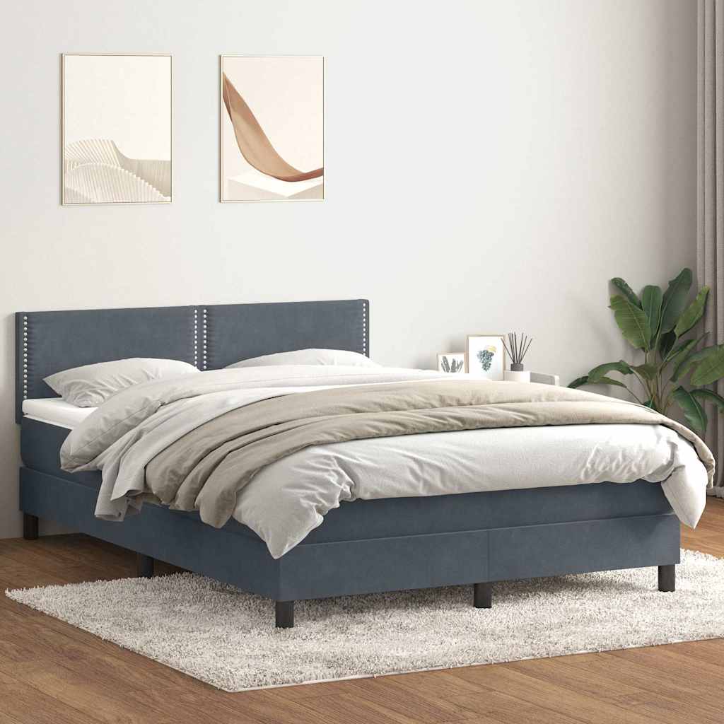 kontinentalseng med madras 160x210 cm fløjl mørkegrå