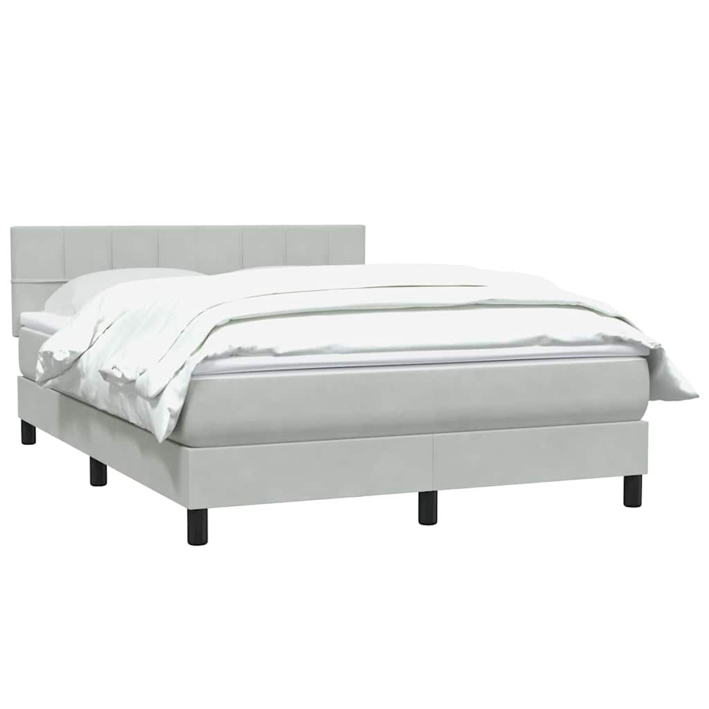 kontinentalseng med madras 160x210 cm fløjl lysegrå