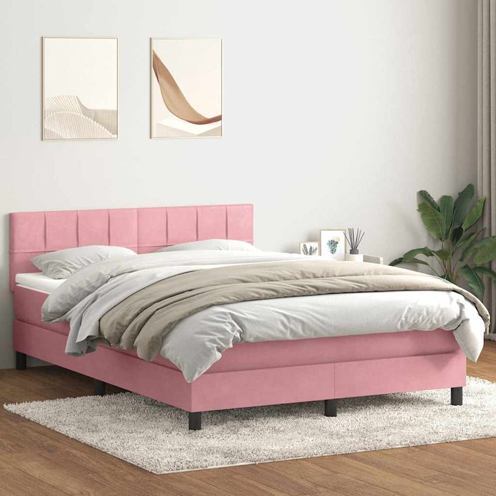 kontinentalseng med madras 160x210 cm fløjl lyserød