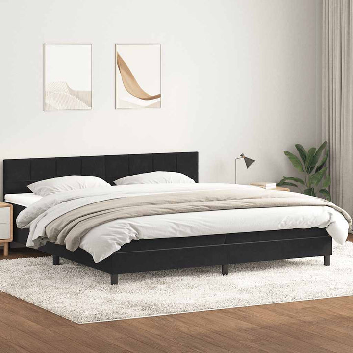 kontinentalseng med madras 200x220 cm fløjl sort