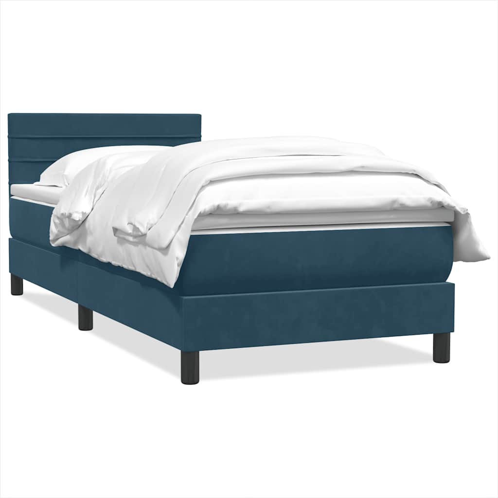 kontinentalseng med madras mørkeblå 80x210 cm fløjl
