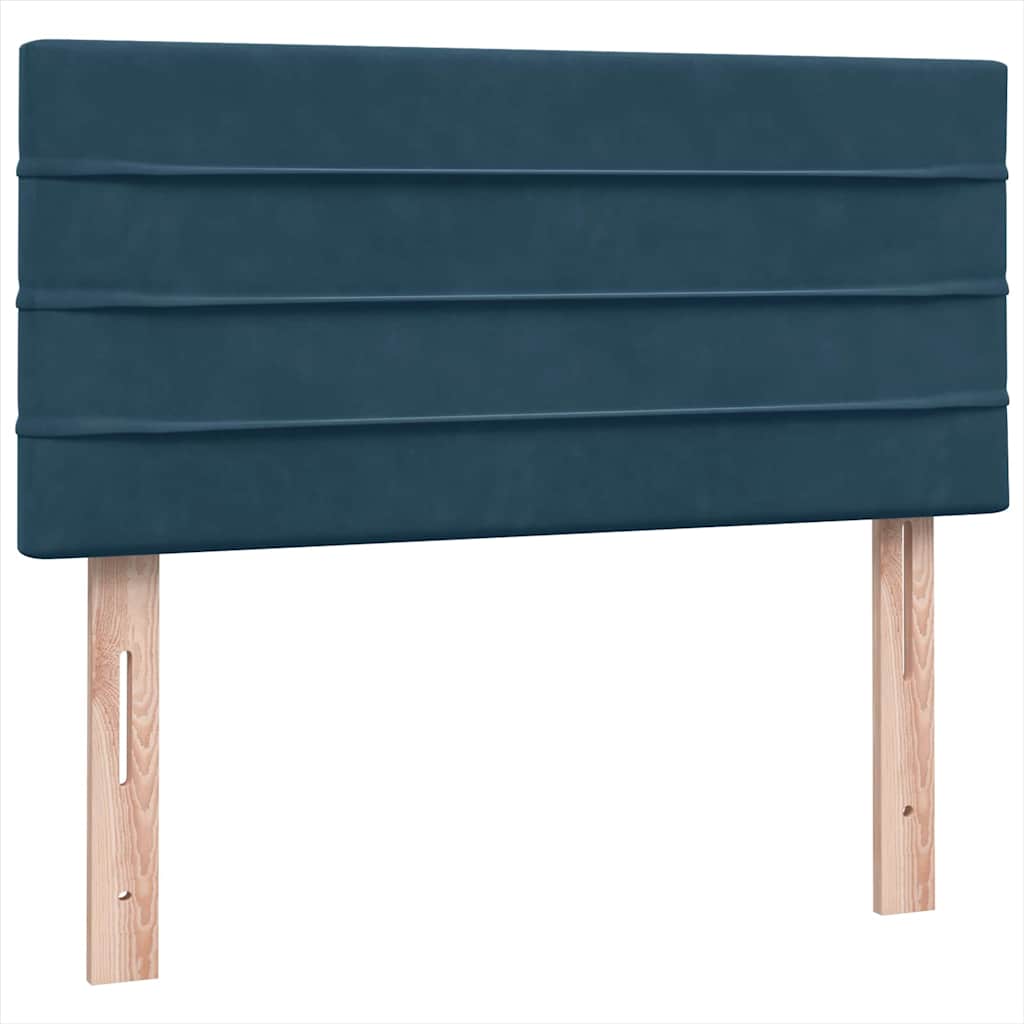 kontinentalseng med madras mørkeblå 80x210 cm fløjl
