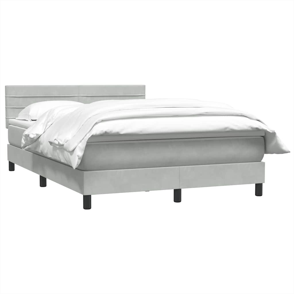 kontinentalseng med madras 160x210 cm fløjl lysegrå