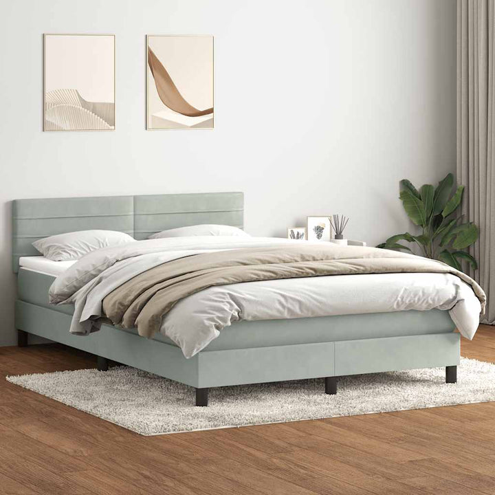 kontinentalseng med madras 160x210 cm fløjl lysegrå