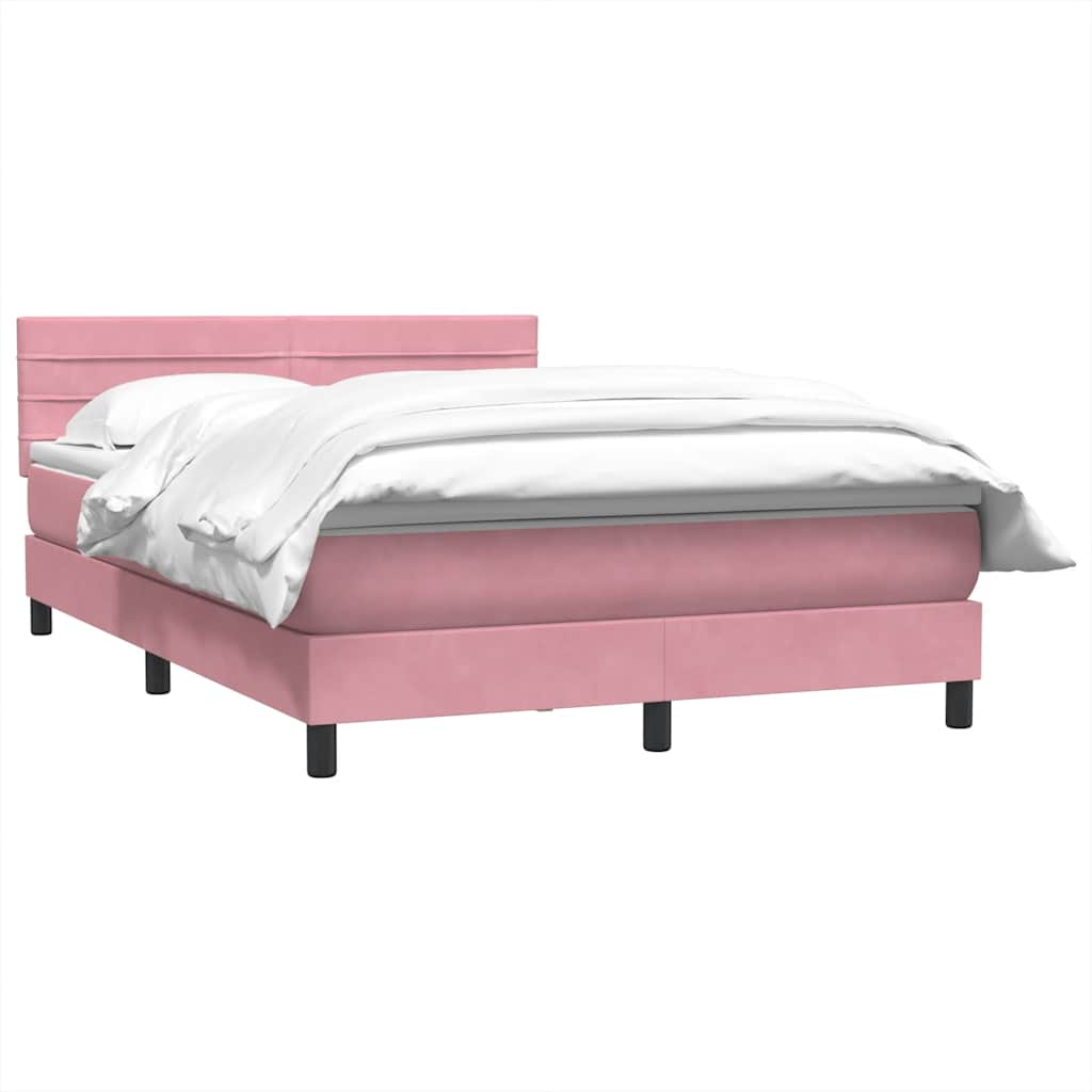 kontinentalseng med madras 160x210 cm fløjl lyserød