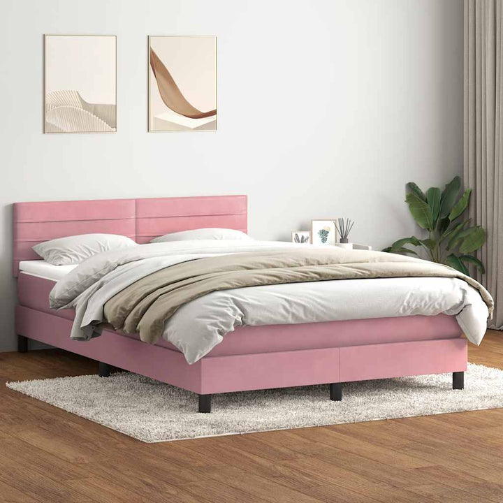 kontinentalseng med madras 160x210 cm fløjl lyserød