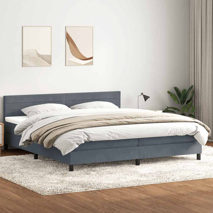 kontinentalseng med madras 180x220 cm fløjl mørkegrå