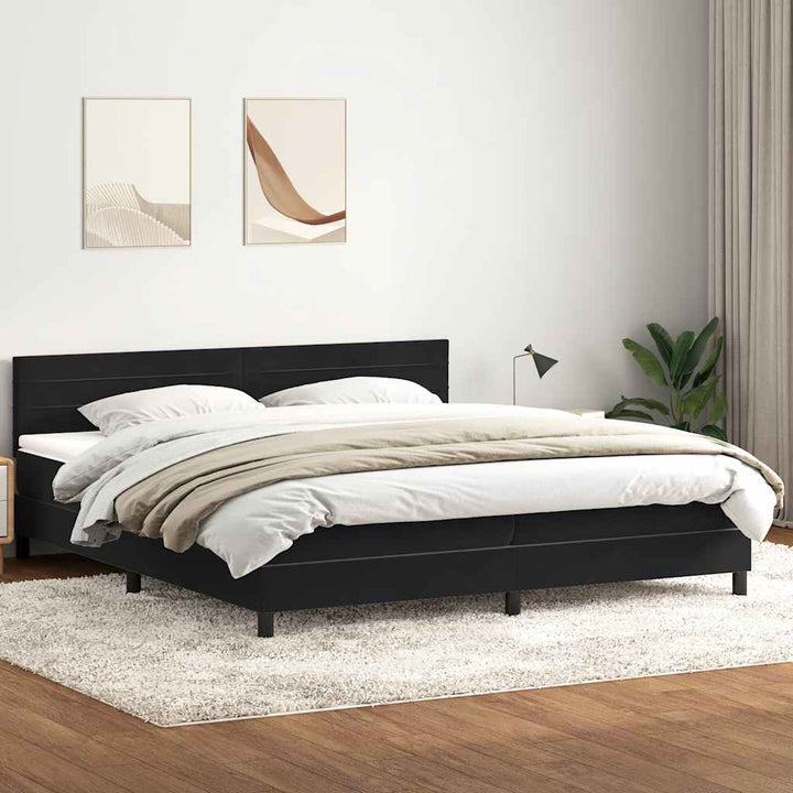 kontinentalseng med madras 200x220 cm fløjl sort