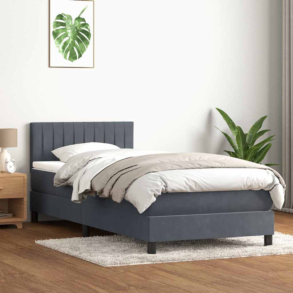 kontinentalseng med madras mørkegrå 80x210 cm fløjl