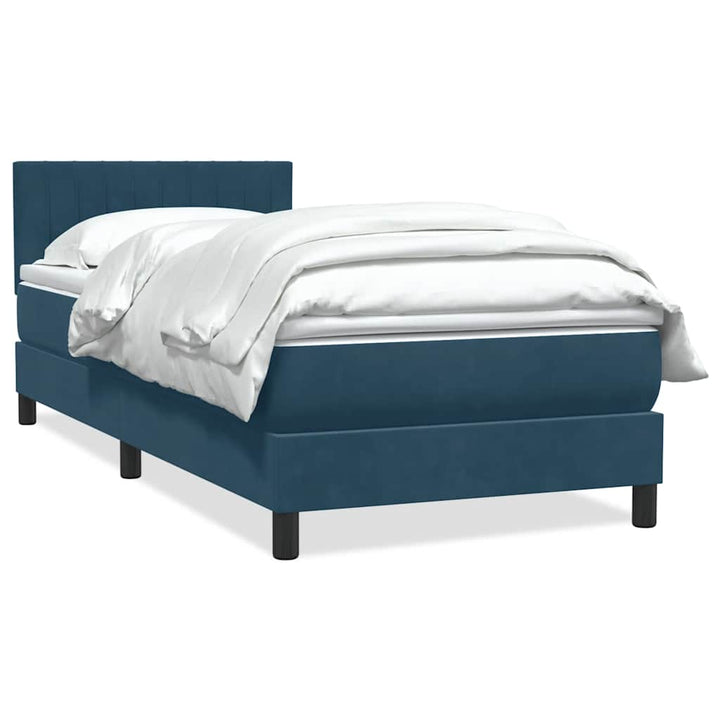 kontinentalseng med madras mørkeblå 80x210 cm fløjl