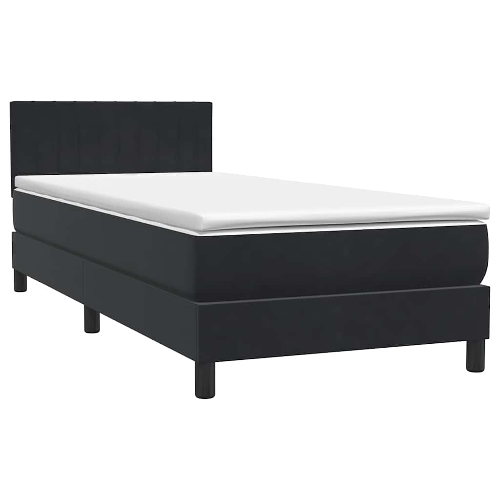 kontinentalseng med madras 90x210 cm fløjl sort