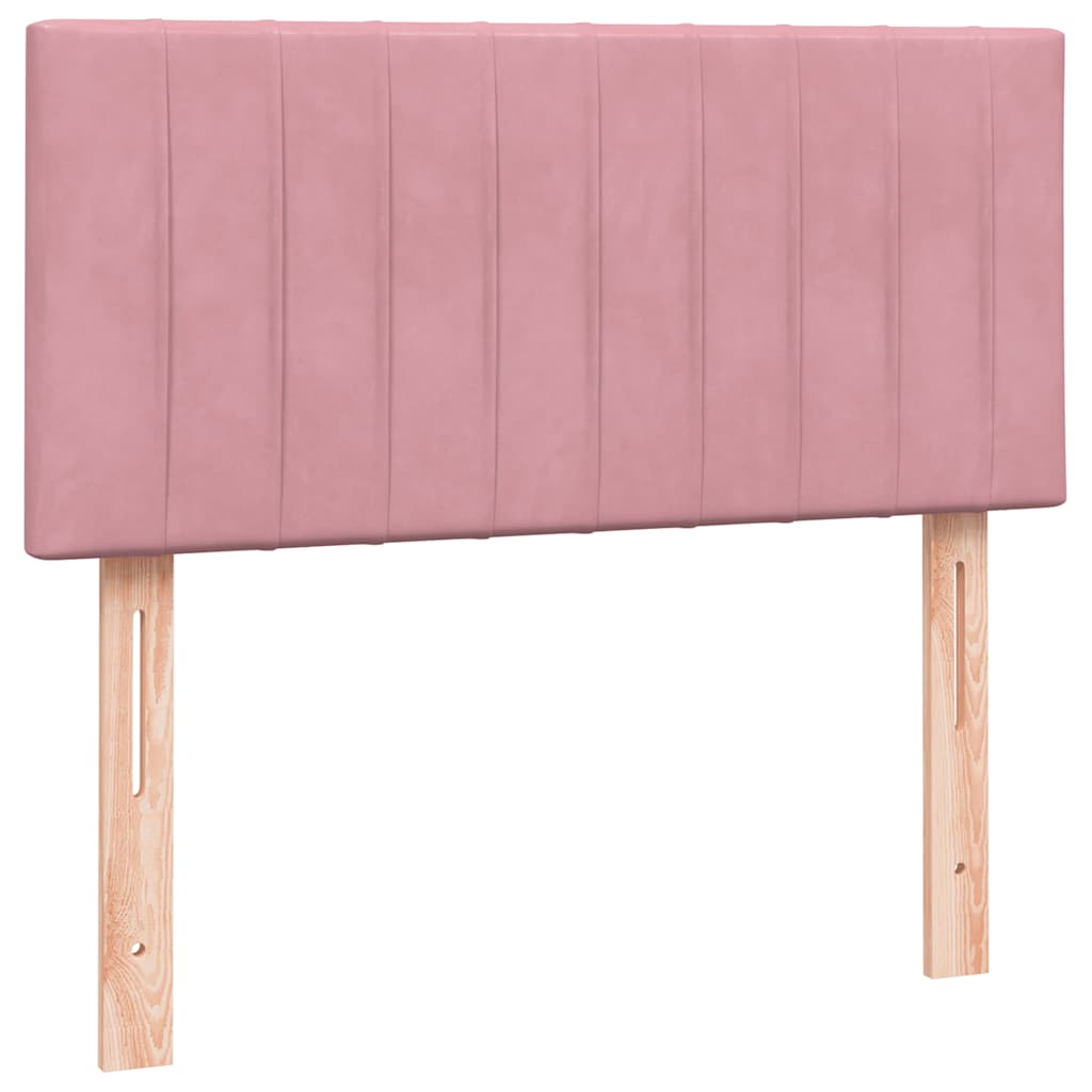 kontinentalseng med madras lyserød 90x210 cm fløjl