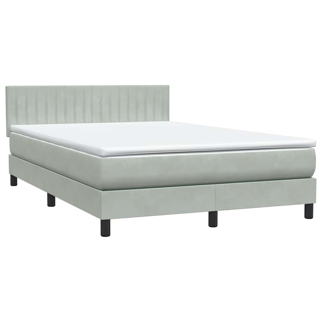 kontinentalseng med madras 160x210 cm fløjl lysegrå