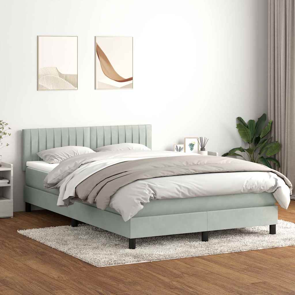 kontinentalseng med madras 160x210 cm fløjl lysegrå