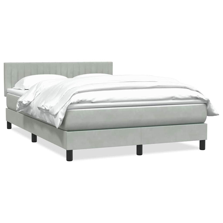 kontinentalseng med madras 160x210 cm fløjl lysegrå