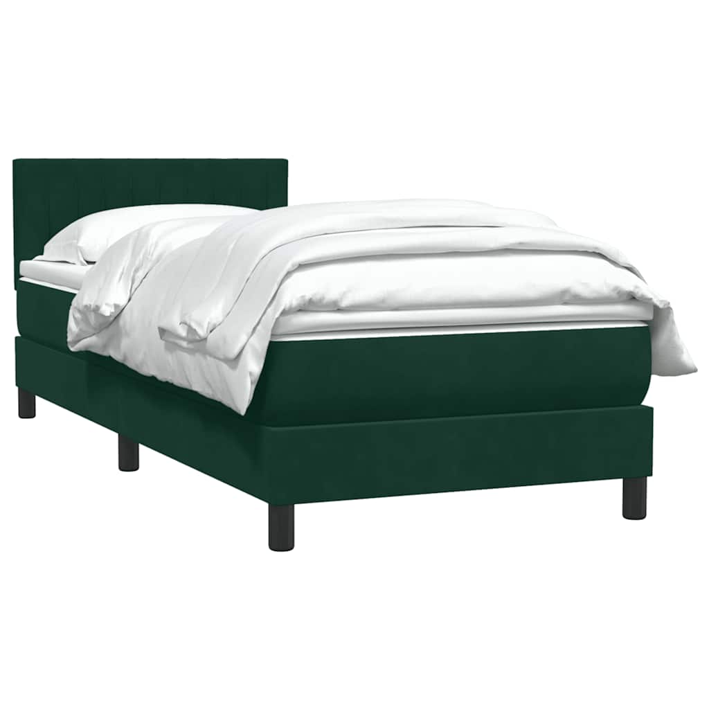 kontinentalseng med madras mørkegrøn 80x220 cm fløjl