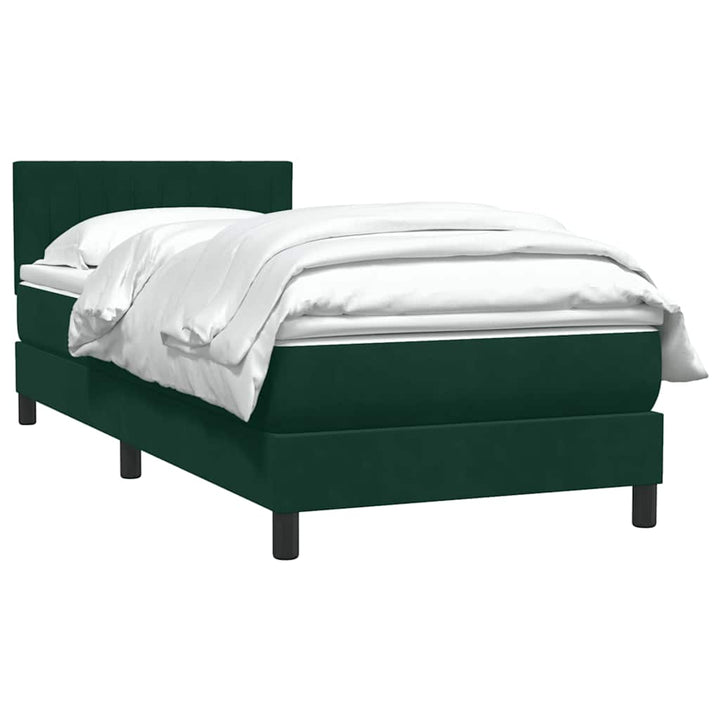 kontinentalseng med madras mørkegrøn 80x220 cm fløjl