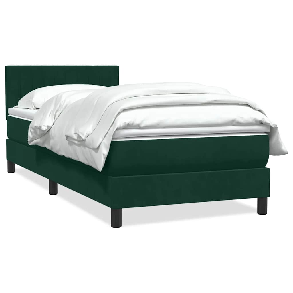 kontinentalseng med madras mørkegrøn 80x220 cm fløjl