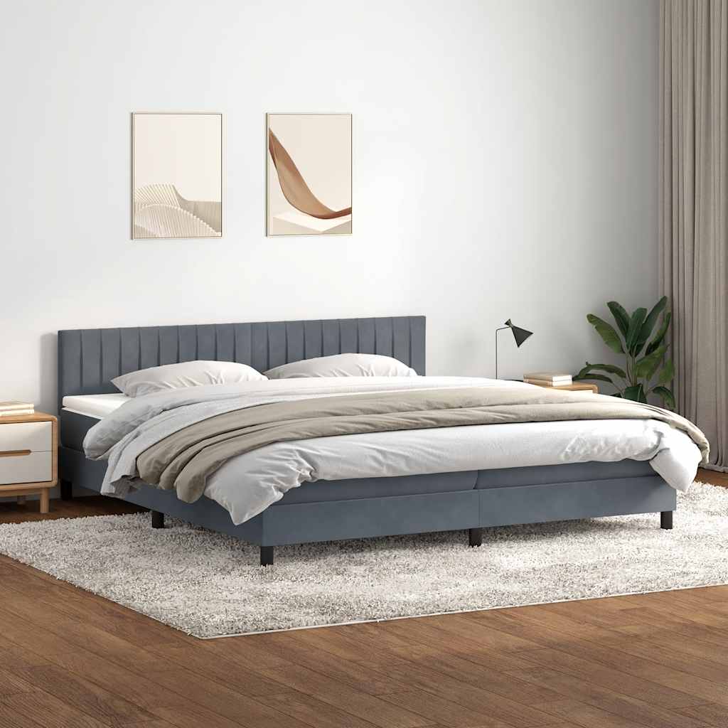 kontinentalseng med madras 180x220 cm fløjl mørkegrå