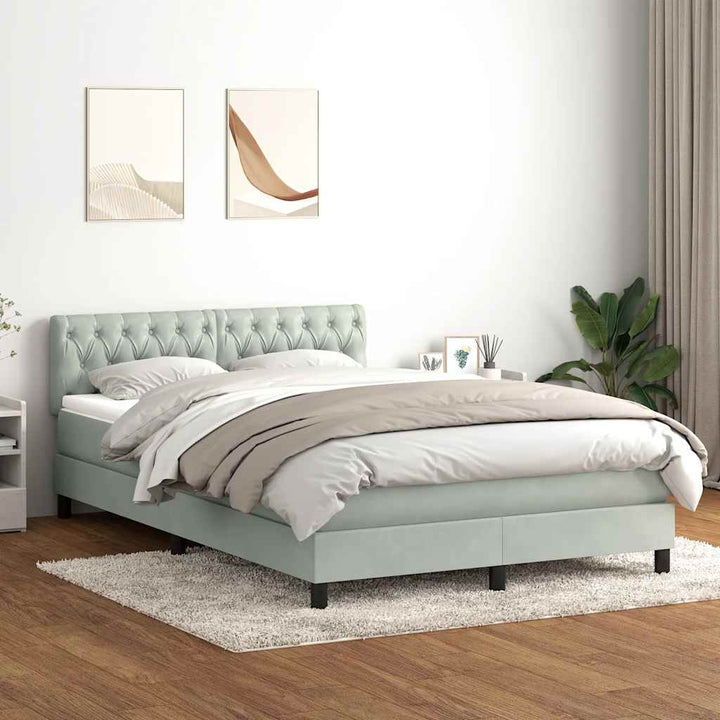 kontinentalseng med madras 160x210 cm fløjl lysegrå