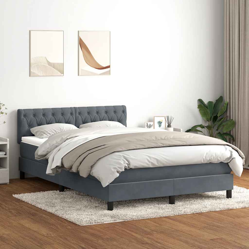 kontinentalseng med madras 160x210 cm fløjl mørkegrå