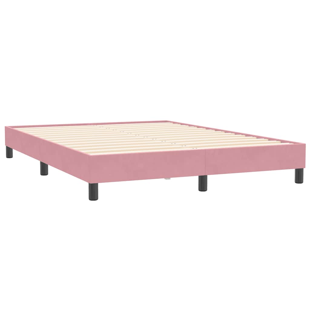 kontinentalseng med madras 160x210 cm fløjl lyserød