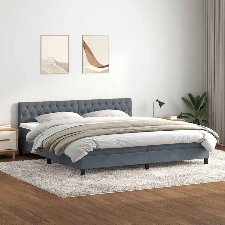 kontinentalseng med madras 180x210 cm fløjl mørkegrå