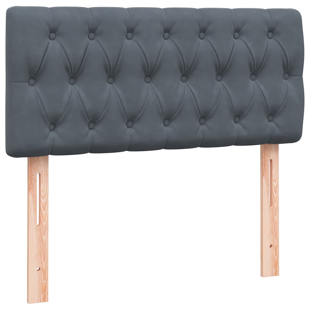 kontinentalseng med madras mørkegrå 90x220 cm fløjl