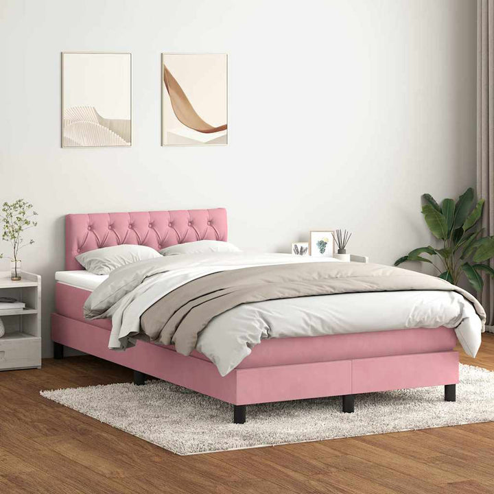kontinentalseng med madras 120x220 cm velour lyserød