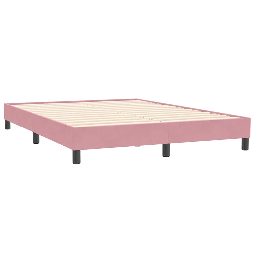 kontinentalseng med madras 160x210 cm fløjl lyserød