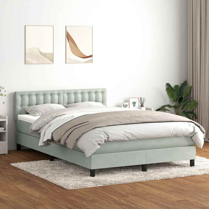 kontinentalseng med madras 160x220 cm fløjl lysegrå