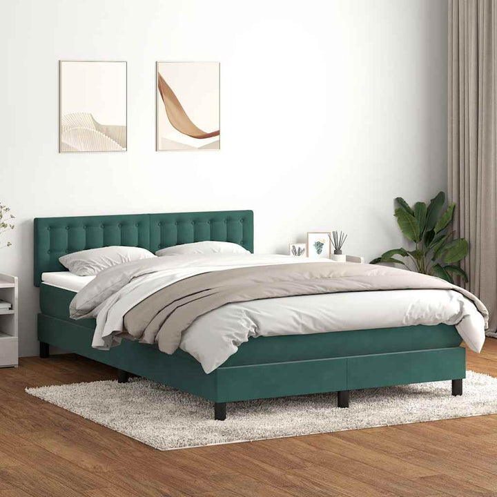 kontinentalseng med madras 160x220 cm fløjl mørkegrøn