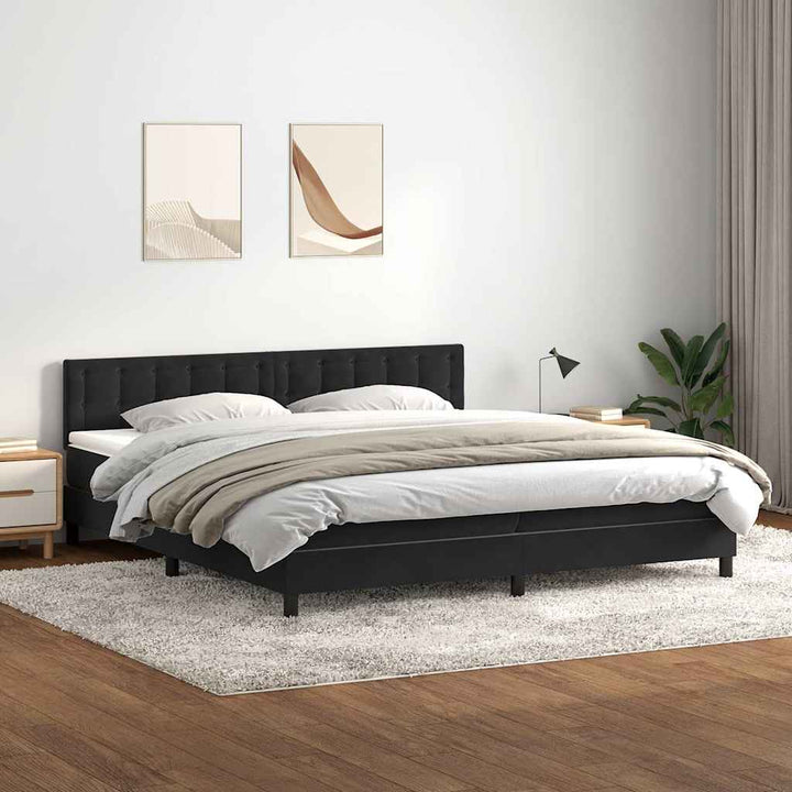 kontinentalseng med madras 200x220 cm fløjl sort