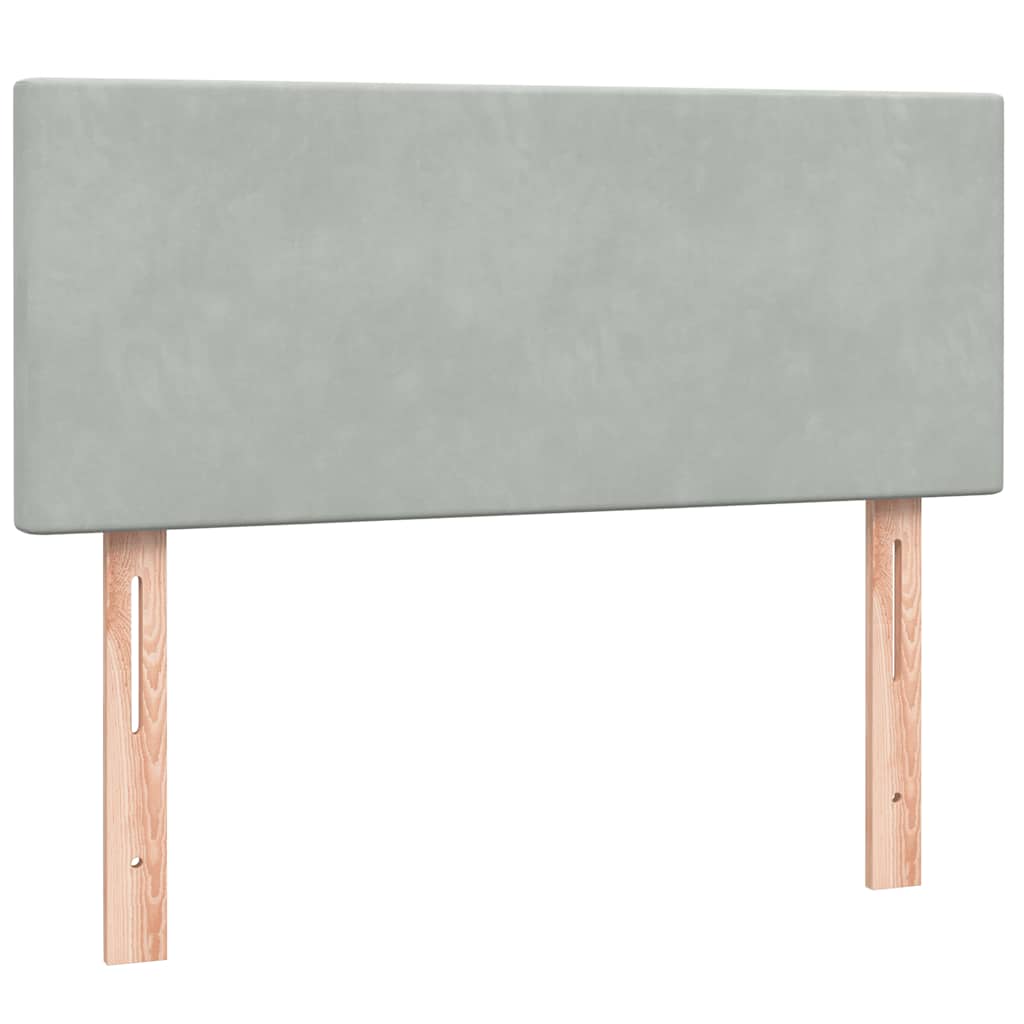 kontinentalseng med madras og LED-lys 120x210 cm fløjl lysegrå