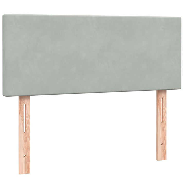 kontinentalseng med madras og LED-lys 120x210 cm fløjl lysegrå